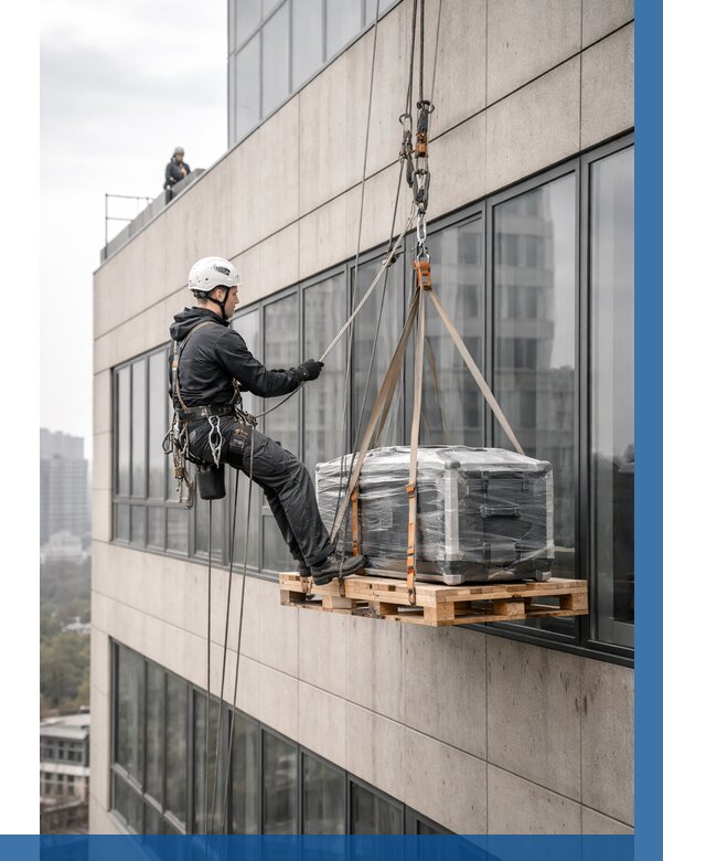 Спуск груза по фасаду в Кургане от 3608 р. | ВЫСОТНИК-Крг