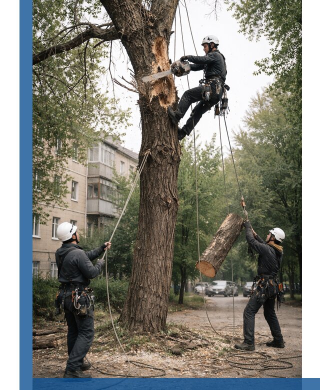 Срочное удаление аварийных деревьев в Кургане с гарантией безопасности