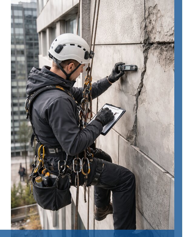 Обследование фасада альпинистами в Кургане от 124 р. | ВЫСОТНИК-Крг