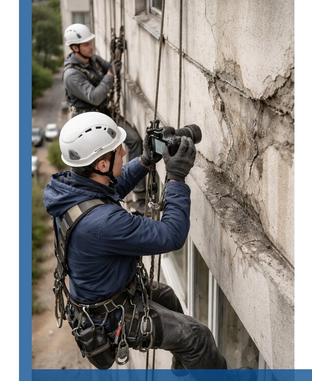 Фотофиксация дефектов фасада с высотной съемкой в Кургане