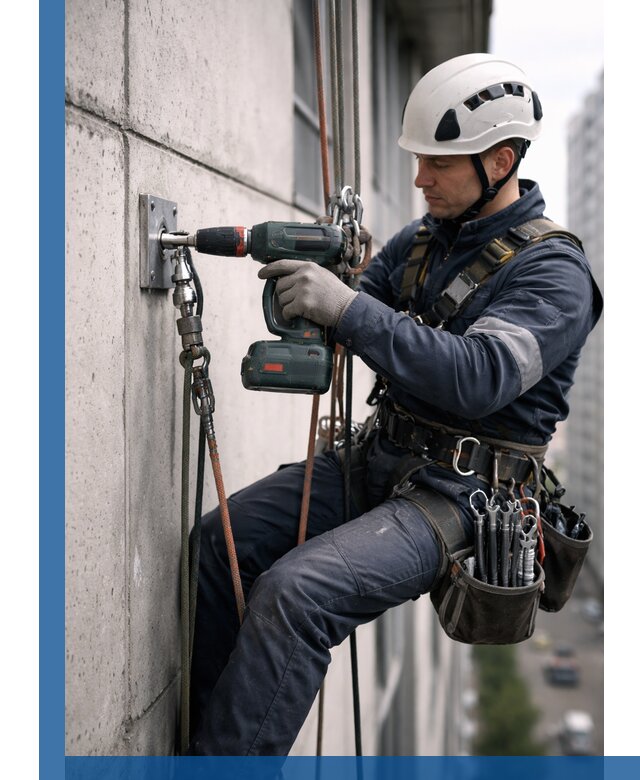 Установка анкерных точек для высотных работ в Кургане